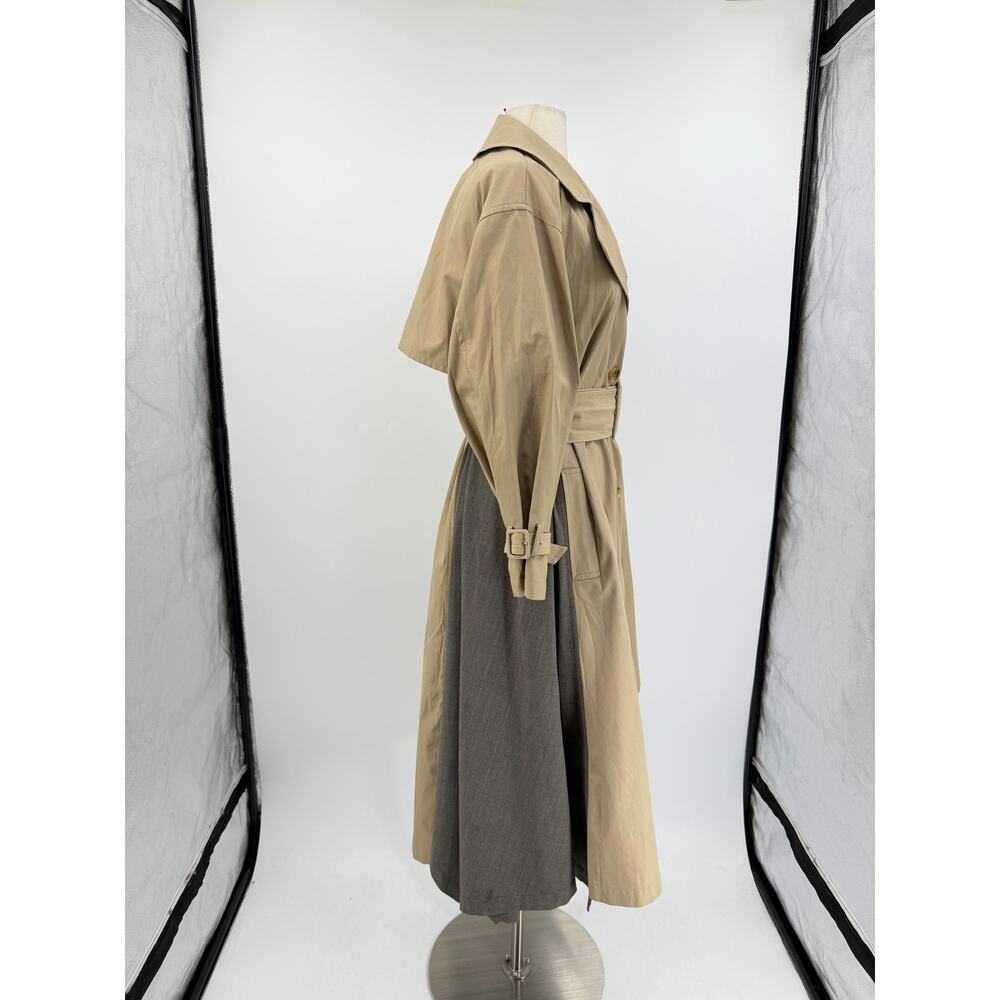 FRAY I.D Double Breasted Trench Coat Oversized Mix Pattern Japanese Minimalism S - Picture 7 of 16